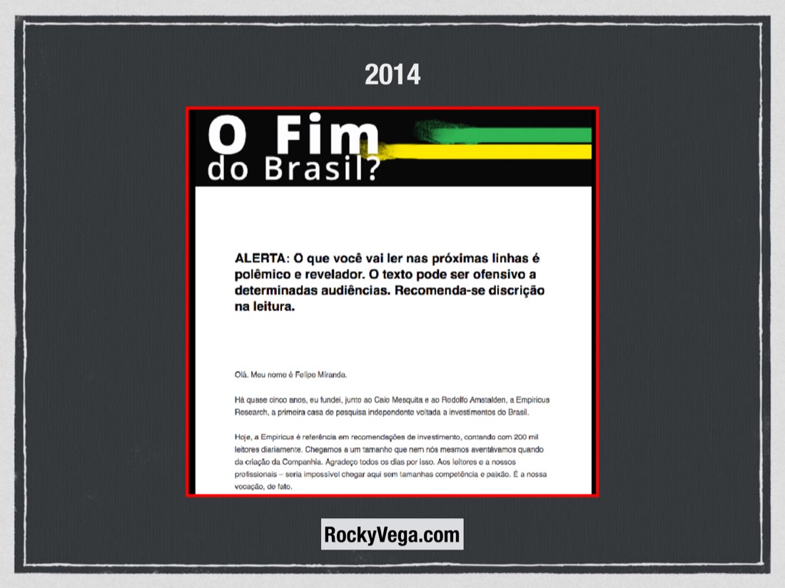2014 slide from the talk, with the cover of O Fim do Brasil?